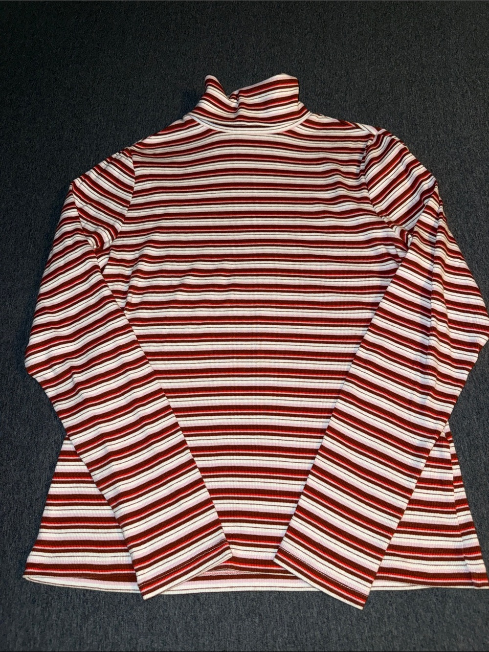 Levi's Red and White Striped Turtleneck Long Sleeve Tee